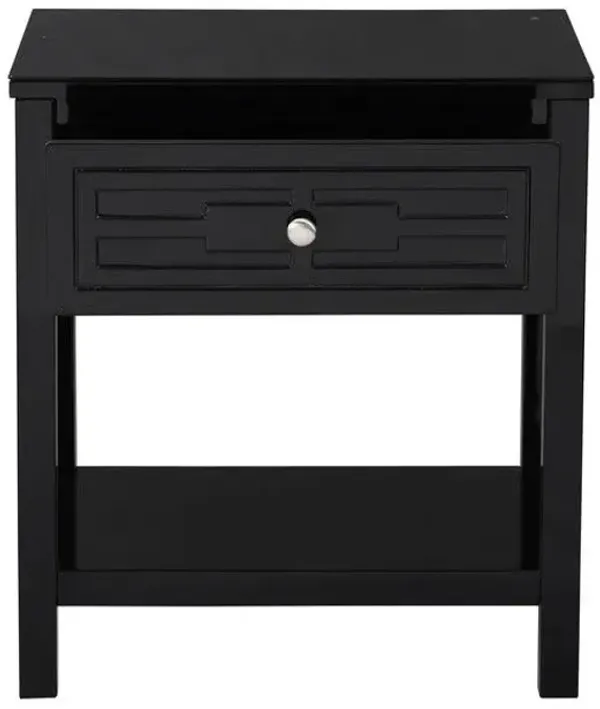 Dylan - Wooden End Side Table Nightstand With Glass Top And Drawer