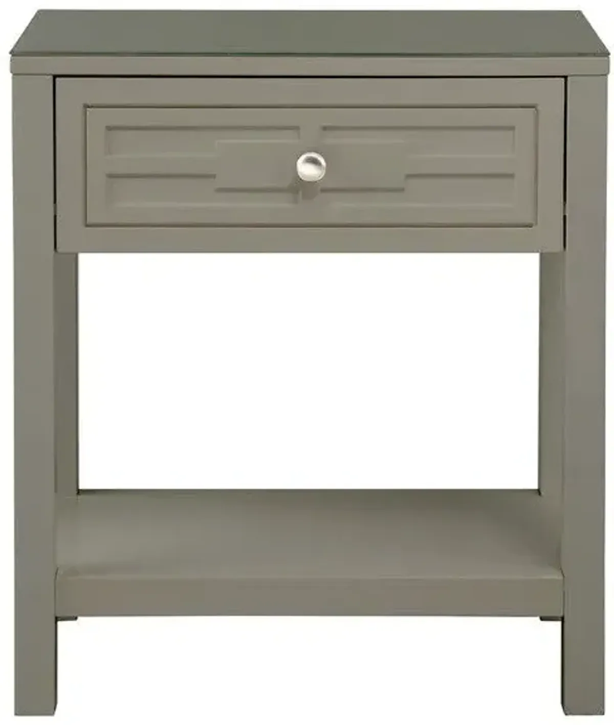 Dylan - Wooden End Side Table Nightstand With Glass Top And Drawer