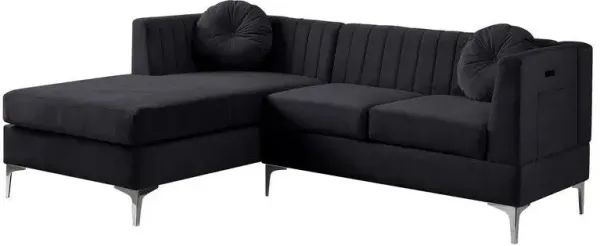 Chloe - Velvet Sectional Sofa Chaise With USB Charging Port
