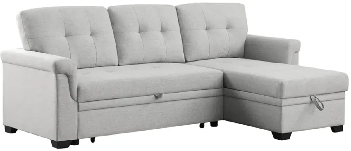 Destiny - Linen Reversible Sleeper Sectional Sofa With Storage Chaise