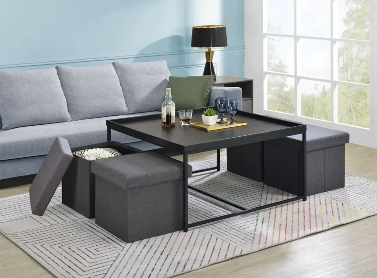 Vinny - Wood Grain Coffee Table Set With Raised Edges