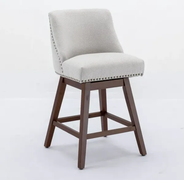 Counter Height Swivel Barstools, 26'' H Seat Height Upholstered Bar Stools (Set of 2), Fabric