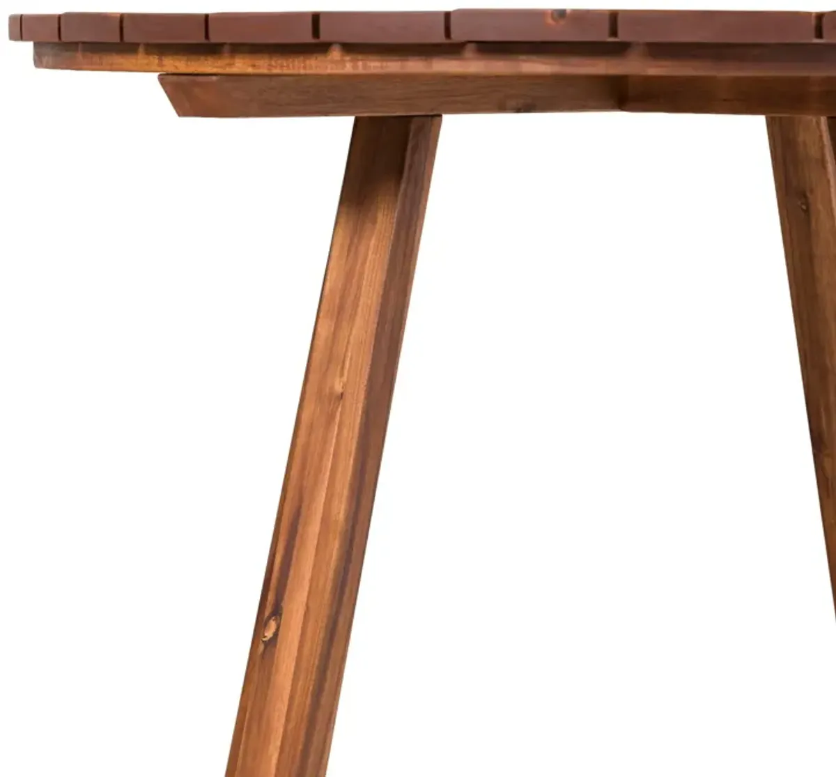 Contemporary Solid Wood Slat Top Round Patio Dining Table - Black Wash