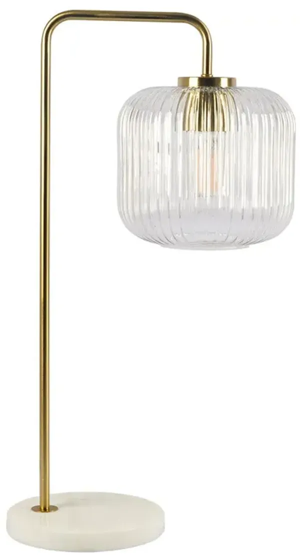 Haven - Clear Table Lamp, Button Control - Gold / White / White Marble