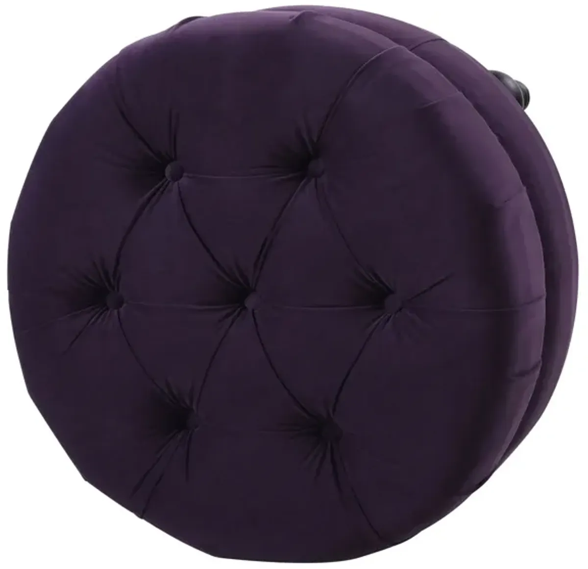 Dawn - Tufted Round Ottoman Nailhead Accents - Purple