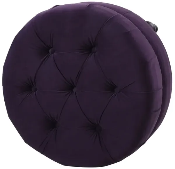 Dawn - Tufted Round Ottoman Nailhead Accents - Purple