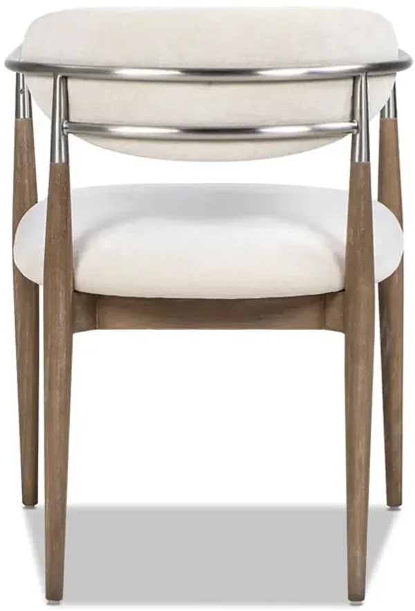 Artemis - Mixed Material Upholstered Dining Arm Chair - Warm White