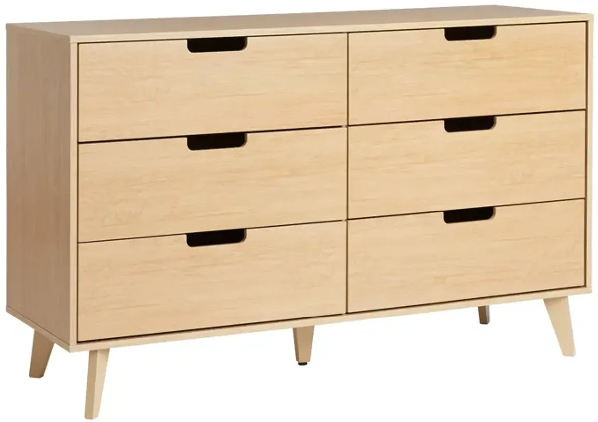 Mid-Century Hans 6 Drawer Dresser With Cut-Out Handles