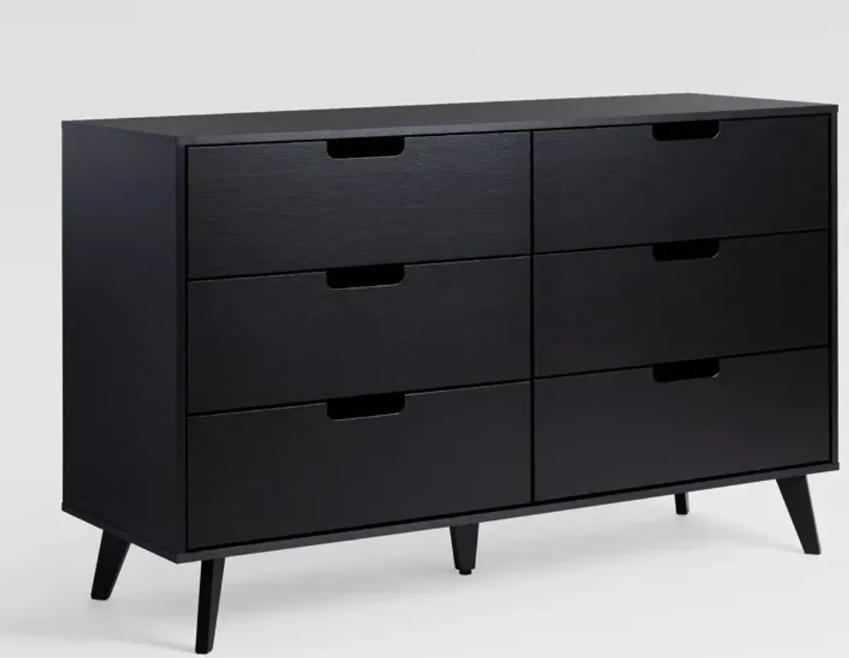 Mid-Century Hans 6 Drawer Dresser With Cut-Out Handles