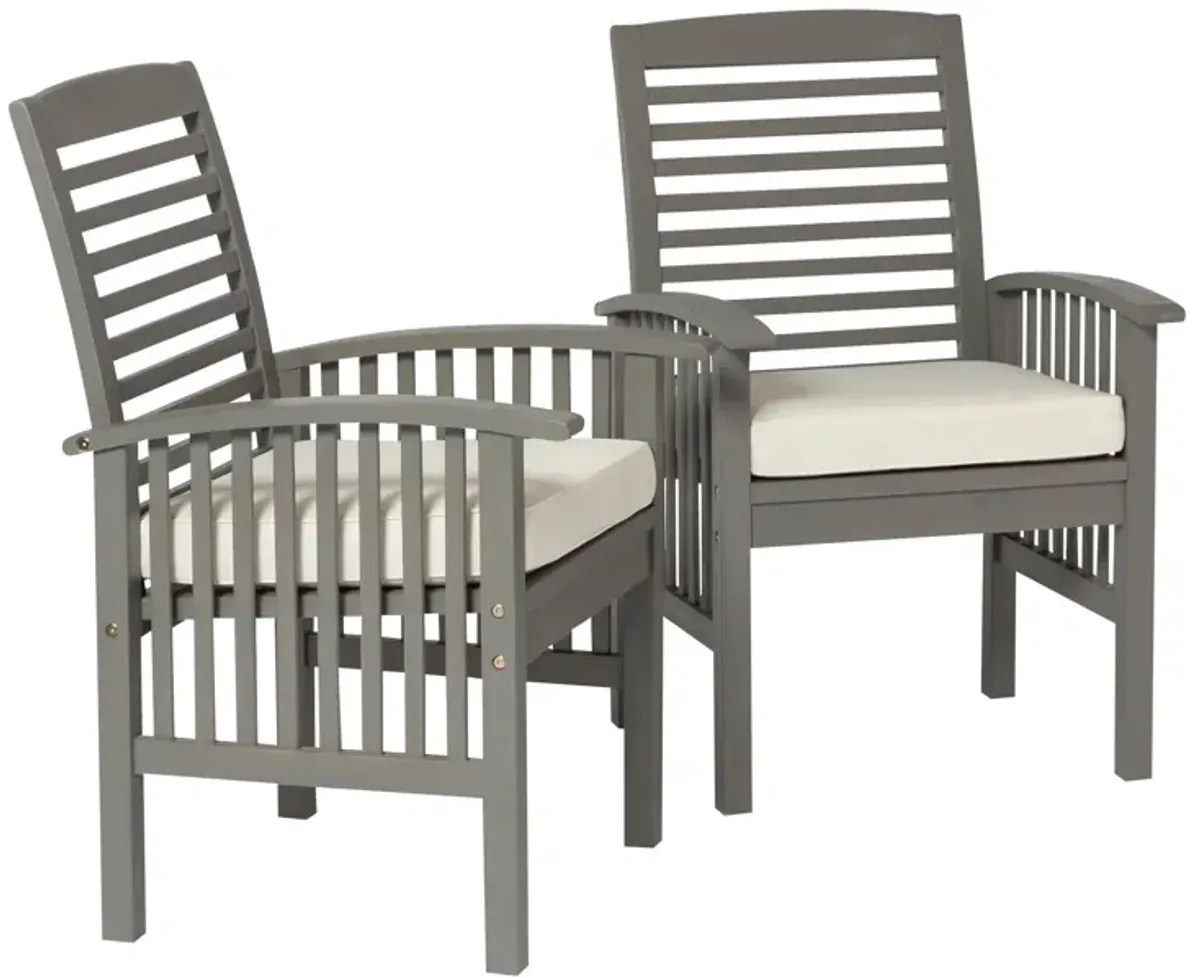 Modern 2 Piece Slat Back Patio Chairs With Cushions