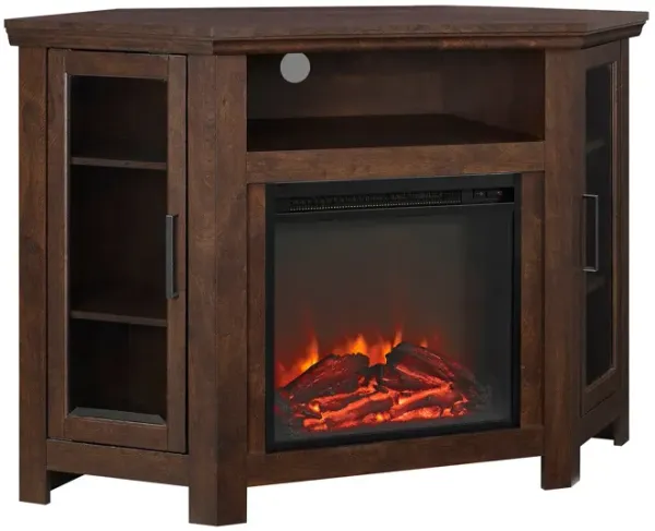 Classic Glass Door Fireplace TV Stand For Tvs Up To 55"