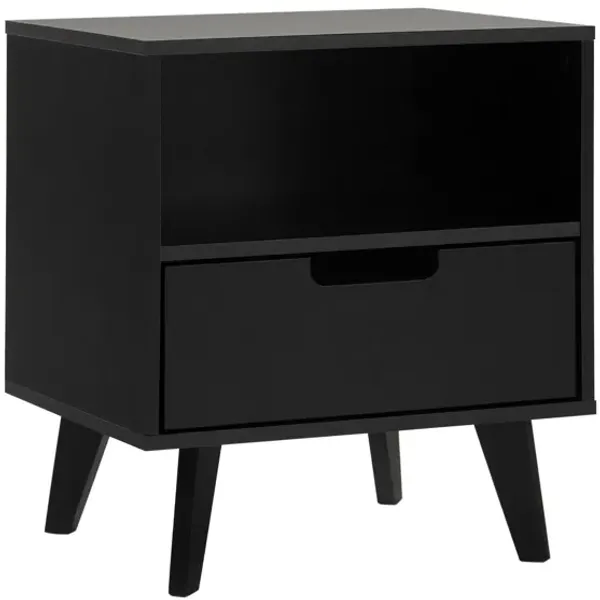 Modern 1 Drawer Nightstand With Open Cubby