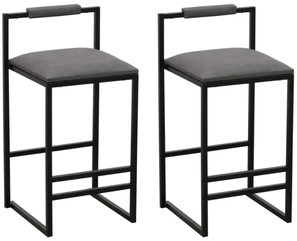 Elegant Bar Stool Set With Backrest And Footrest, Counter Height (Set of 2)