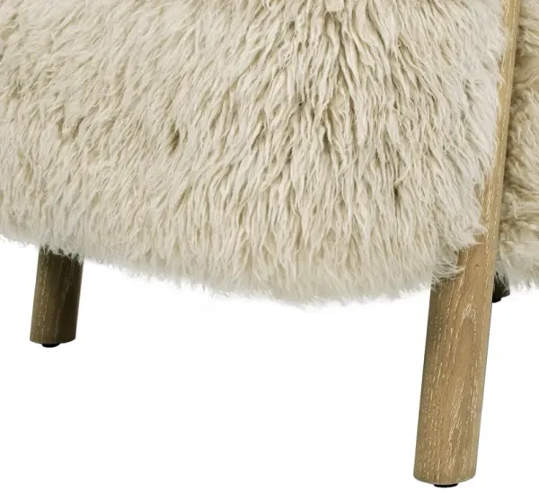 Becker - Rustic Oak Sheepskin Upholstered Accent Arm Chair - Taupe Beige