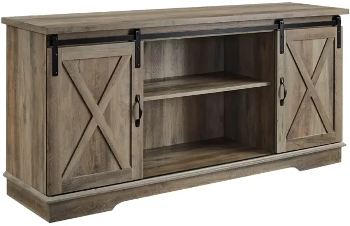 Farmhouse Sliding X Barn Door TV Stand