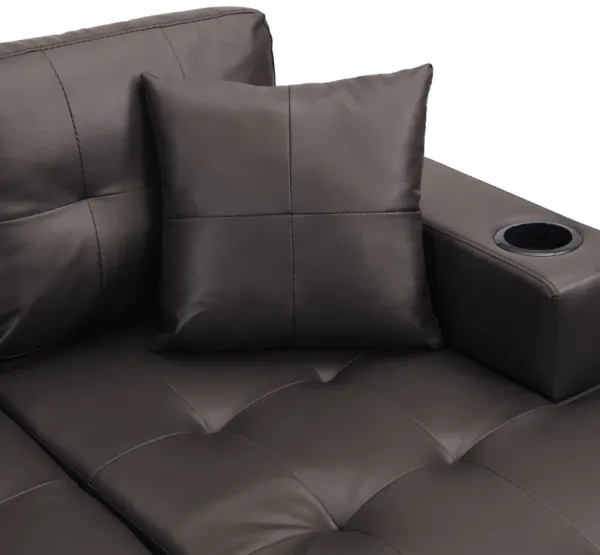 Modern Sectional Sofa Set With L Shape Chaise Lounge, Cup Holder, 4 Seat