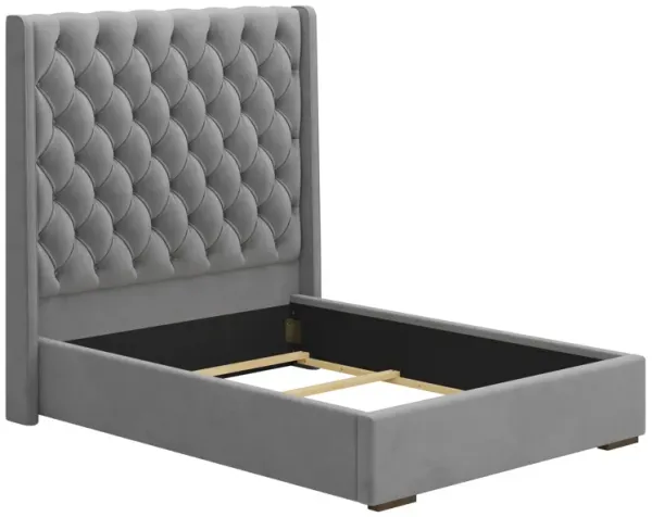 Tall Headboard Upholstered Bed With Handmade Deep Button Tufted, Box Spring Needed