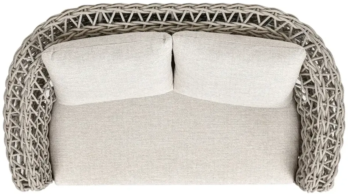 Everly - Frame Barrel Deep Seating Patio Loveseat Sofa Axroma Olefin - Oat Beige