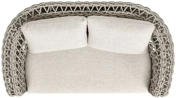 Everly - Frame Barrel Deep Seating Patio Loveseat Sofa Axroma Olefin - Oat Beige