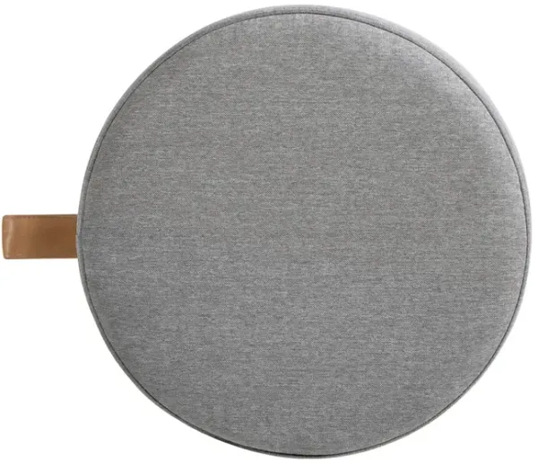 Brandy - Round Upholstered Storage Ottoman With Leather Accent