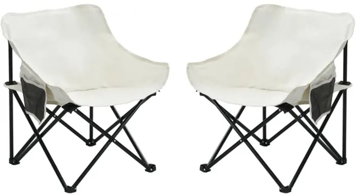 2 Pieces Outdoor Camping Chairs Folding / Portable, Comfortable Seating, Durable Steel Fram
