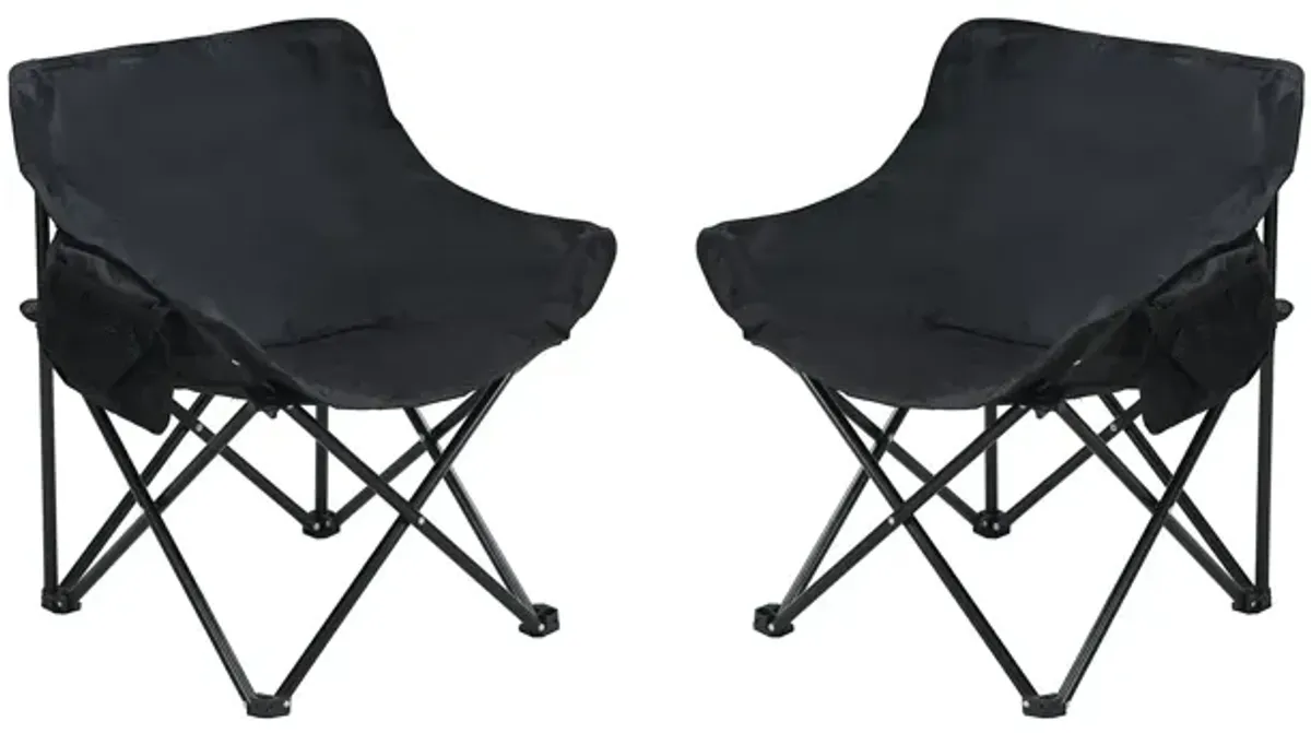 2 Pieces Outdoor Camping Chairs Folding / Portable, Comfortable Seating, Durable Steel Fram