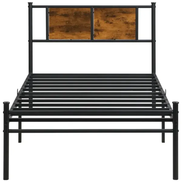 Modern Metal Bedframe With Headboard, Durable Steel Structure