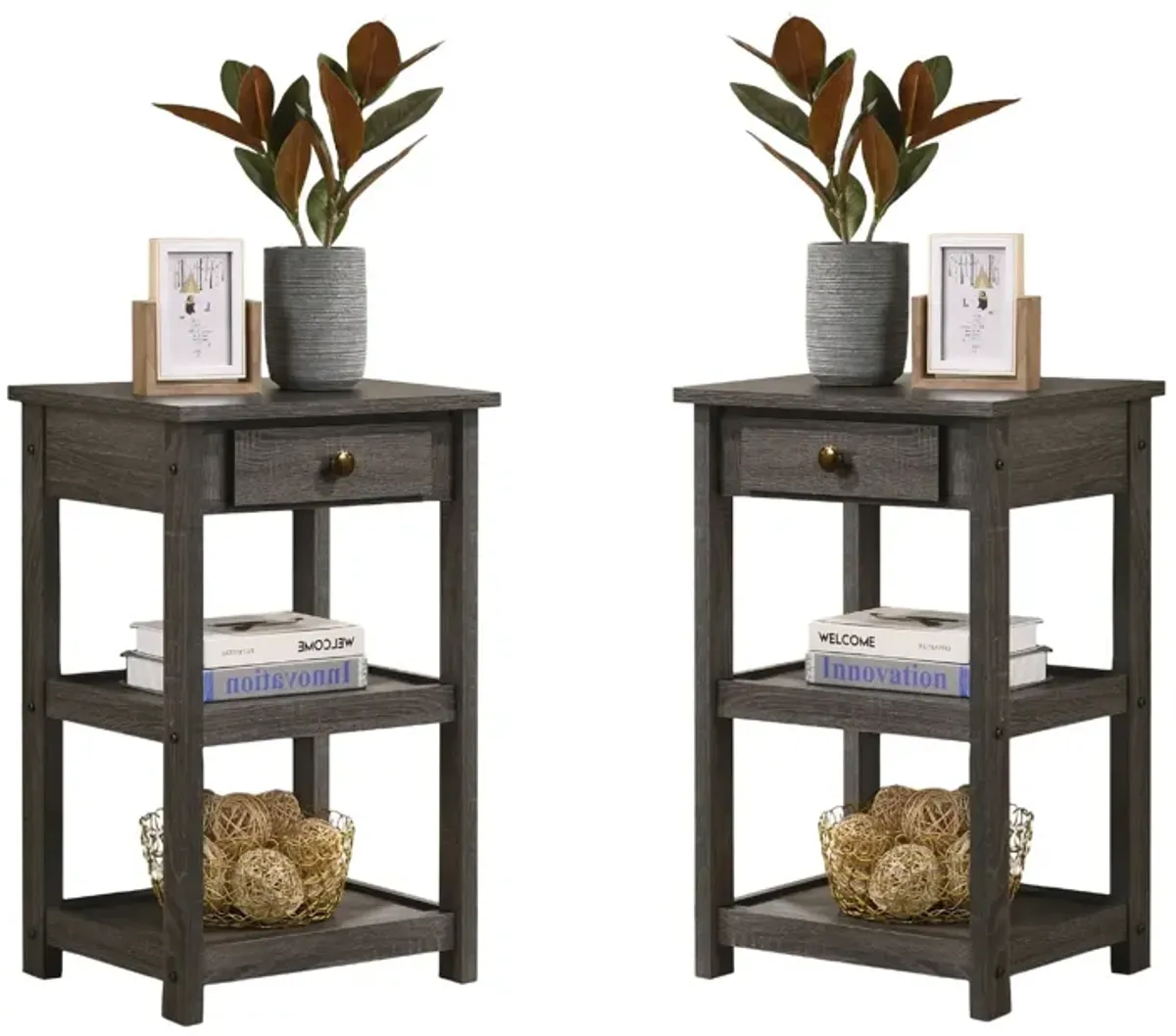 Arine - Console Table With Drawer And Shelves - Gray