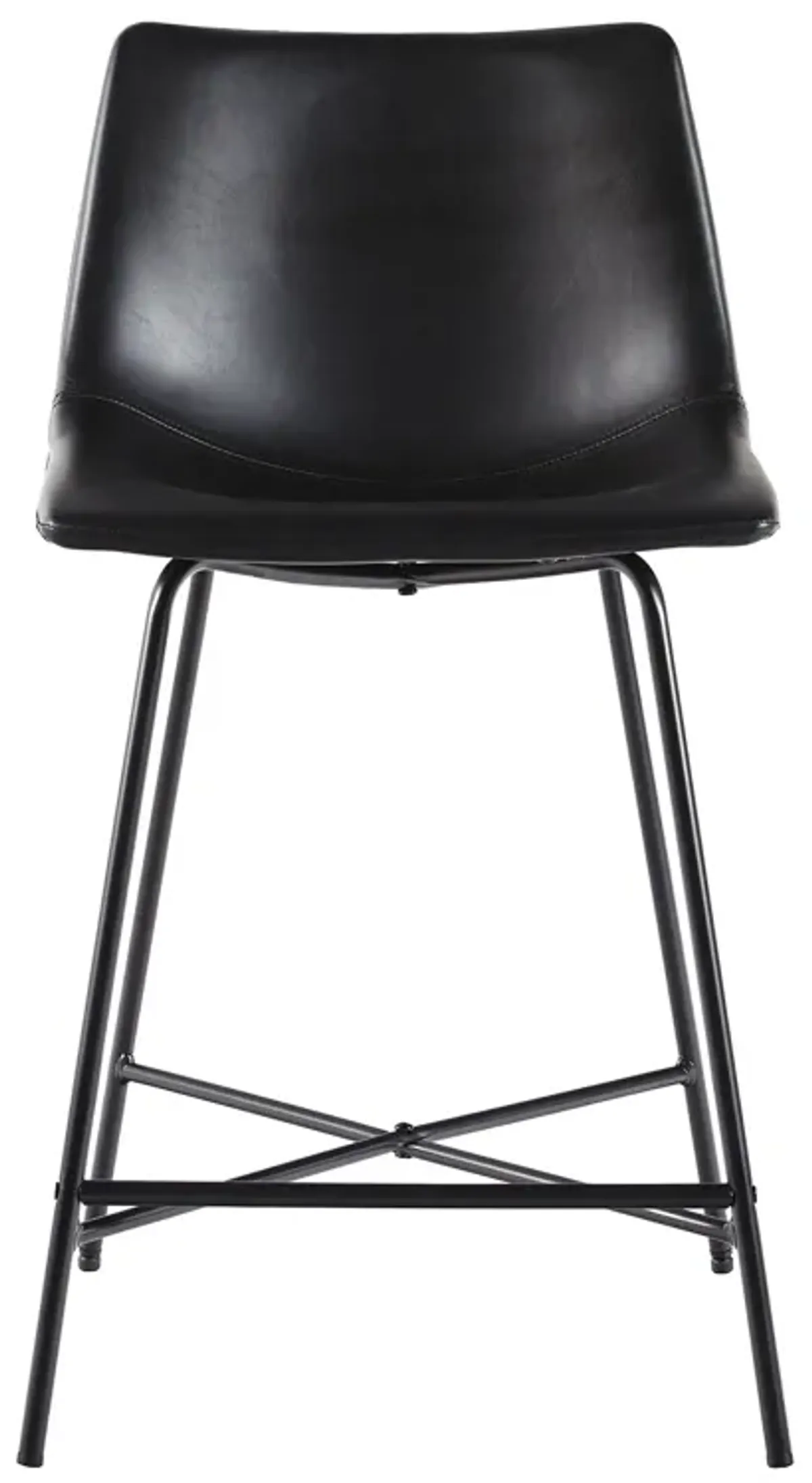 Modern Upholstered Counter Stool With Metal X Base (Set of 2) - Black
