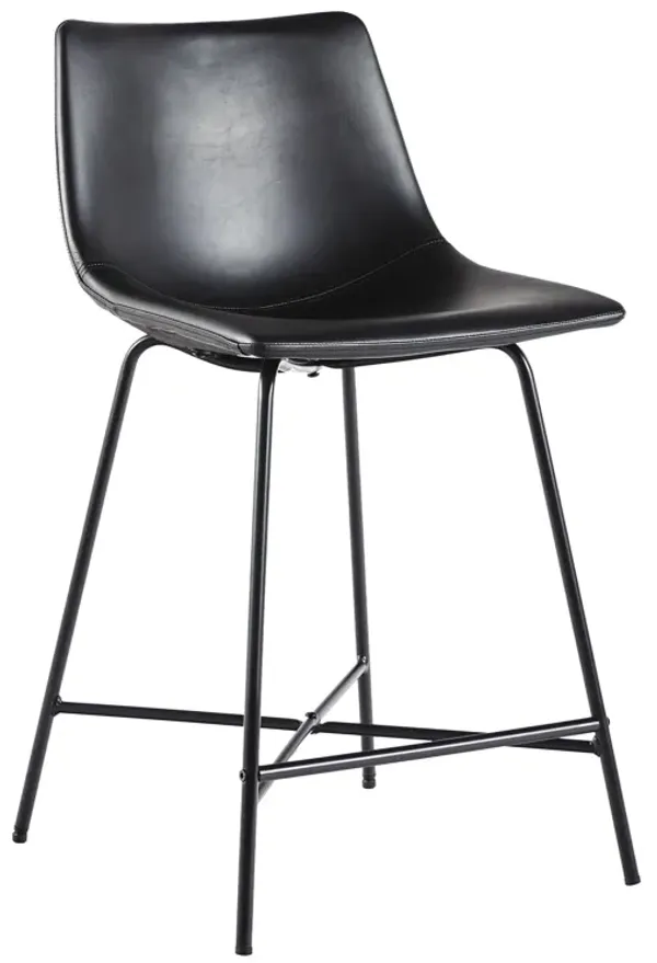 Modern Upholstered Counter Stool With Metal X Base (Set of 2) - Black