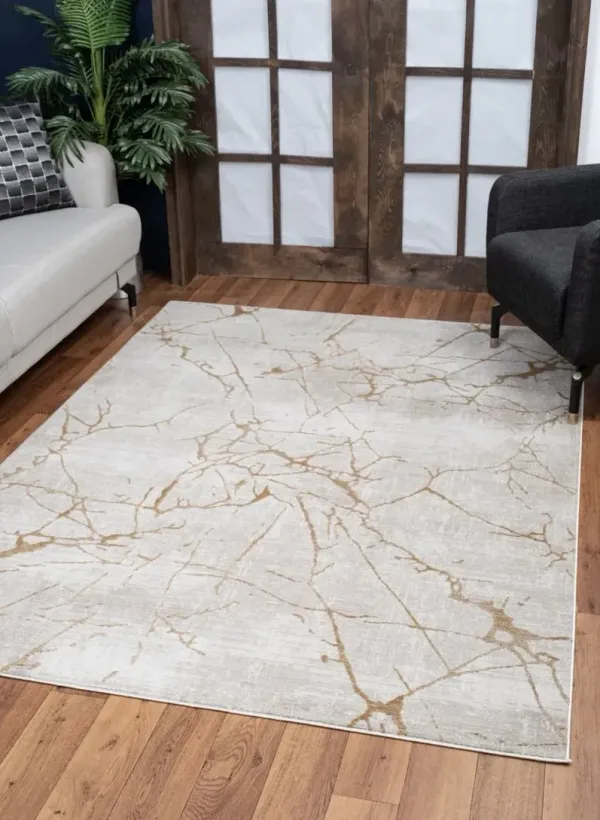 Elegance - 5'3" X 7'3" Area Rug - Gold, Polyester