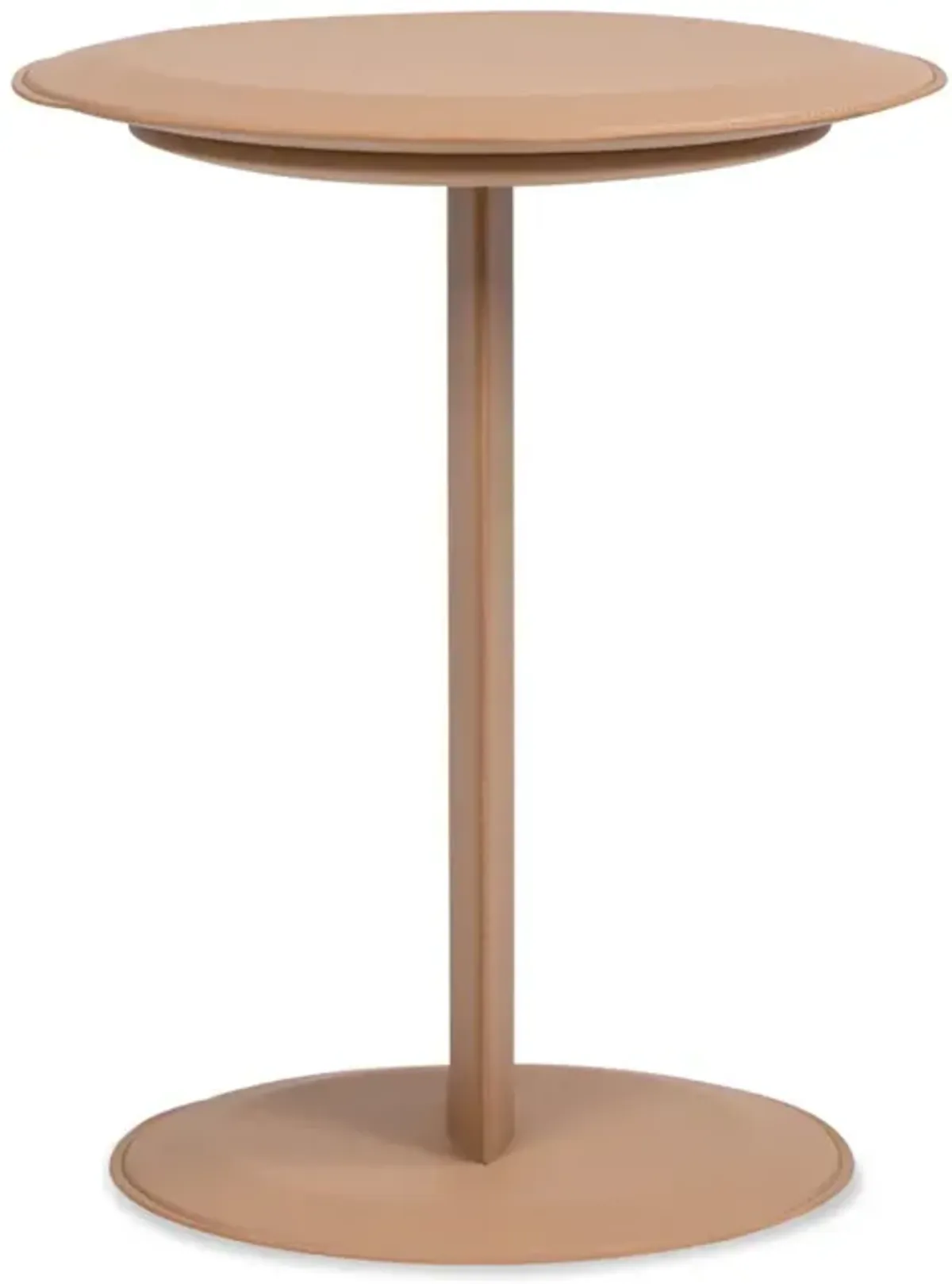 Mode - Leatherette Round C-Shaped Sofa Side Table - Saddle Brown
