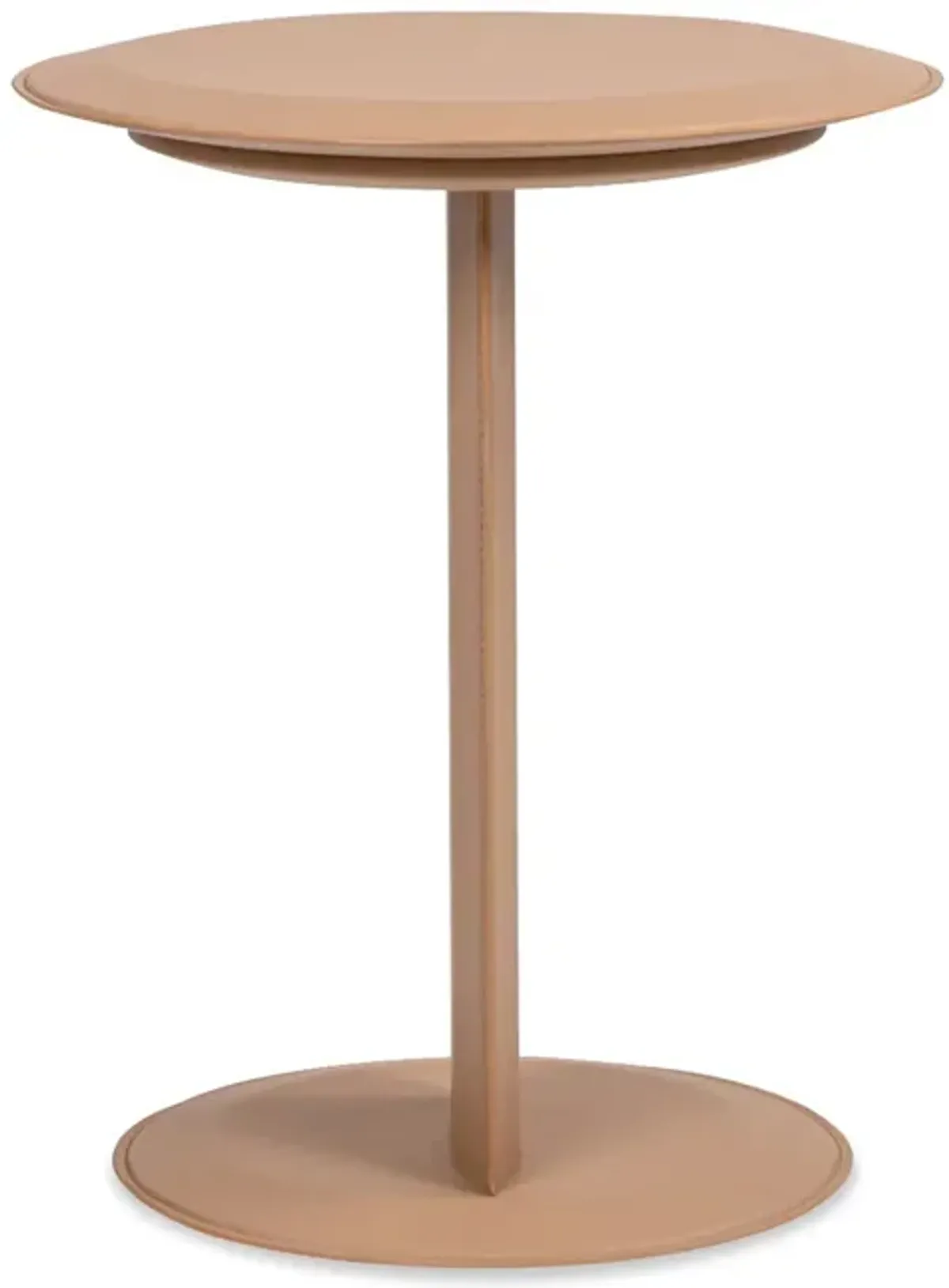 Mode - Leatherette Round C-Shaped Sofa Side Table - Saddle Brown