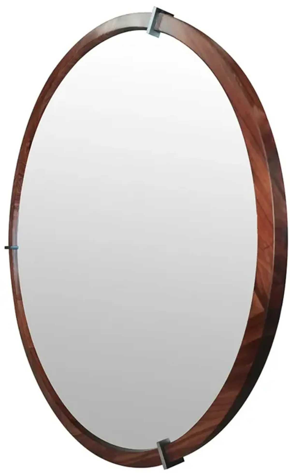Hausen - Mid-Century Modern Round Accent Wall Mirror - Brown Walnut