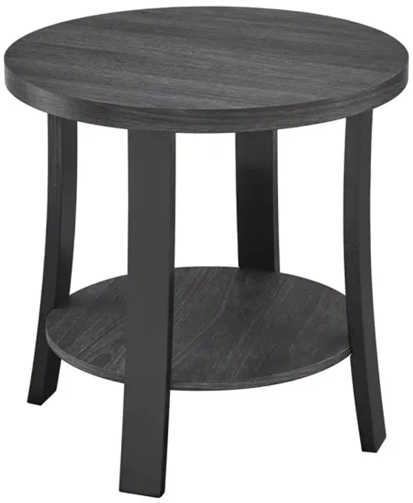 Anze - 3 Piece Coffee Table Set Contemporary Oval Wood Shelf - Charcoal