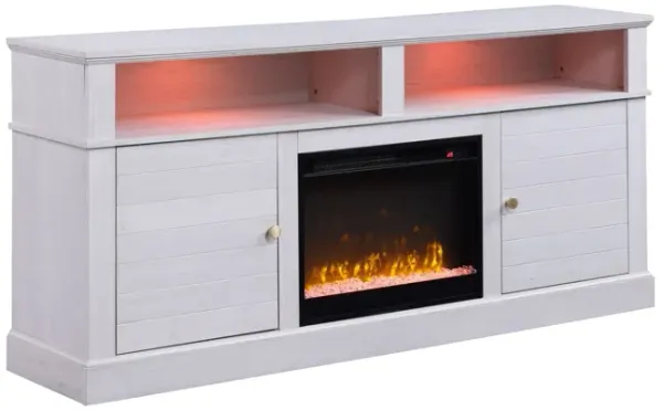 Lucifer - TV Stand Console With Fireplace - White Walnut
