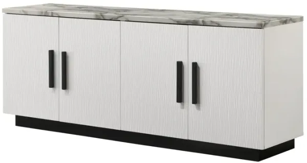 Matilda - Cabinet Console Table With White Faux Marble Top - White