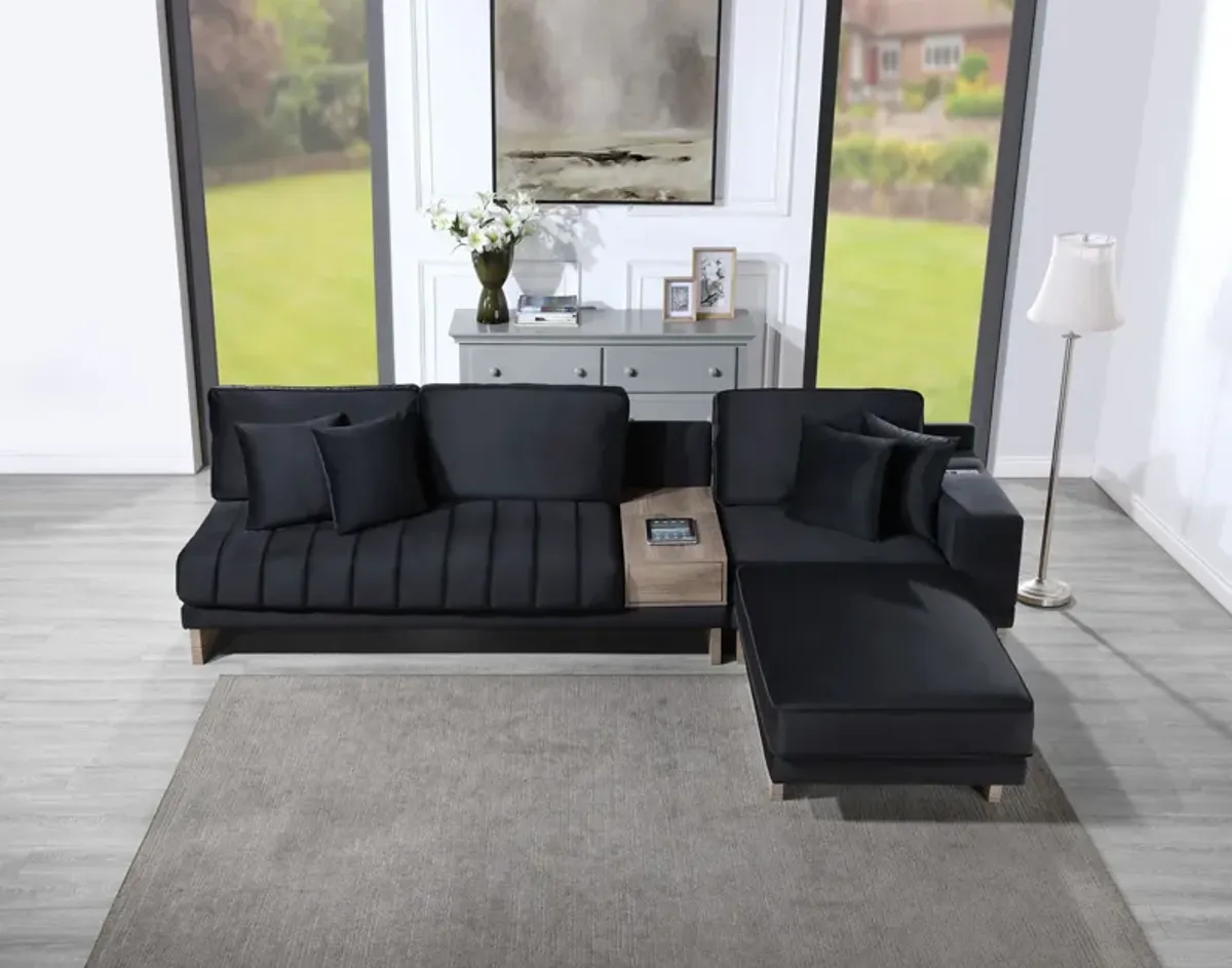 Memphis - Reversible Sectional Sofa Ottoman With Storage Compartment, Drawer, USB ports, Charging Outlets