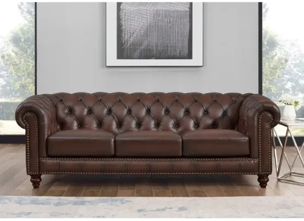 Alton Bay-Top Grain Leather Sofa Couch - Brown