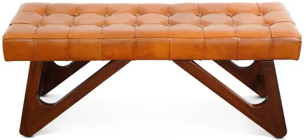 Mia - Bench With Buttons - Brown / Rustic