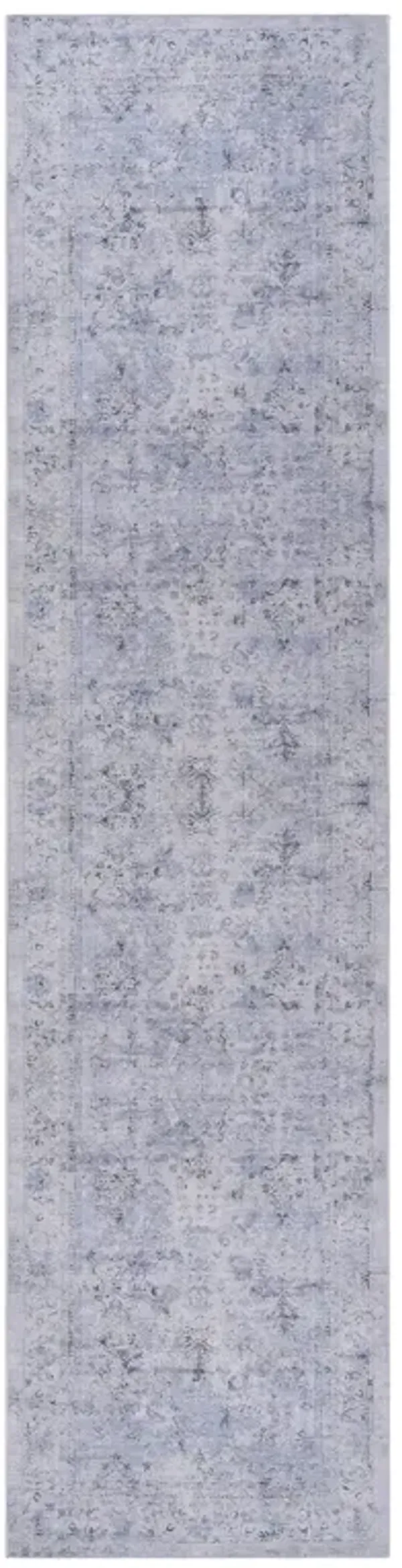 Maval - 2'6'' X 10' Washable Runner Rug - Blue / Cream