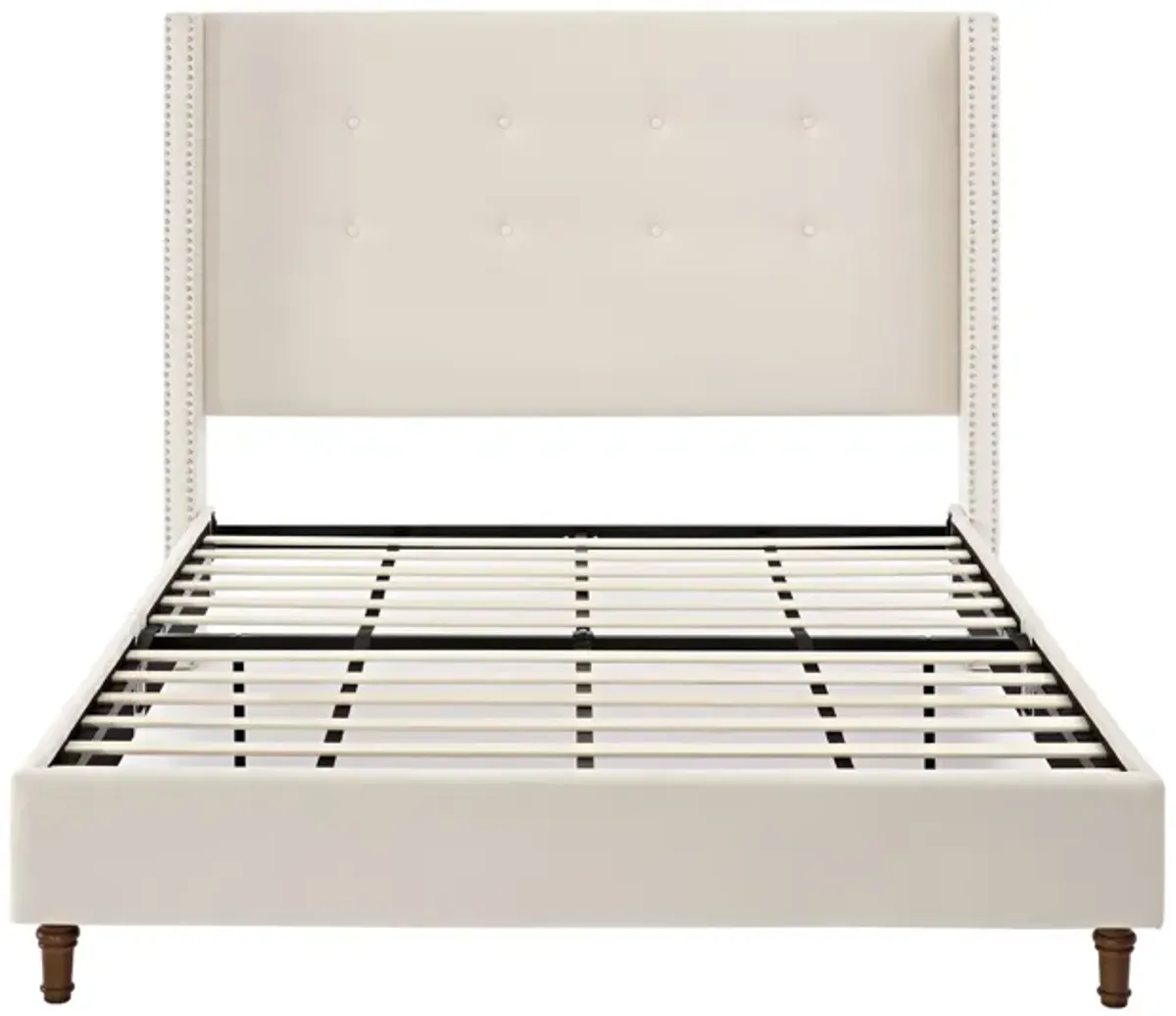 Peyton - Upholstered Bed With 54" High Headboard, Traditional Hand Buttoned Tufting