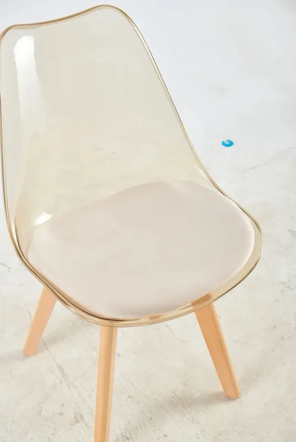 Wood Leg And Transparent Back Chair, Dining Chair, Coffee Chair (Set of 4) - Yellow