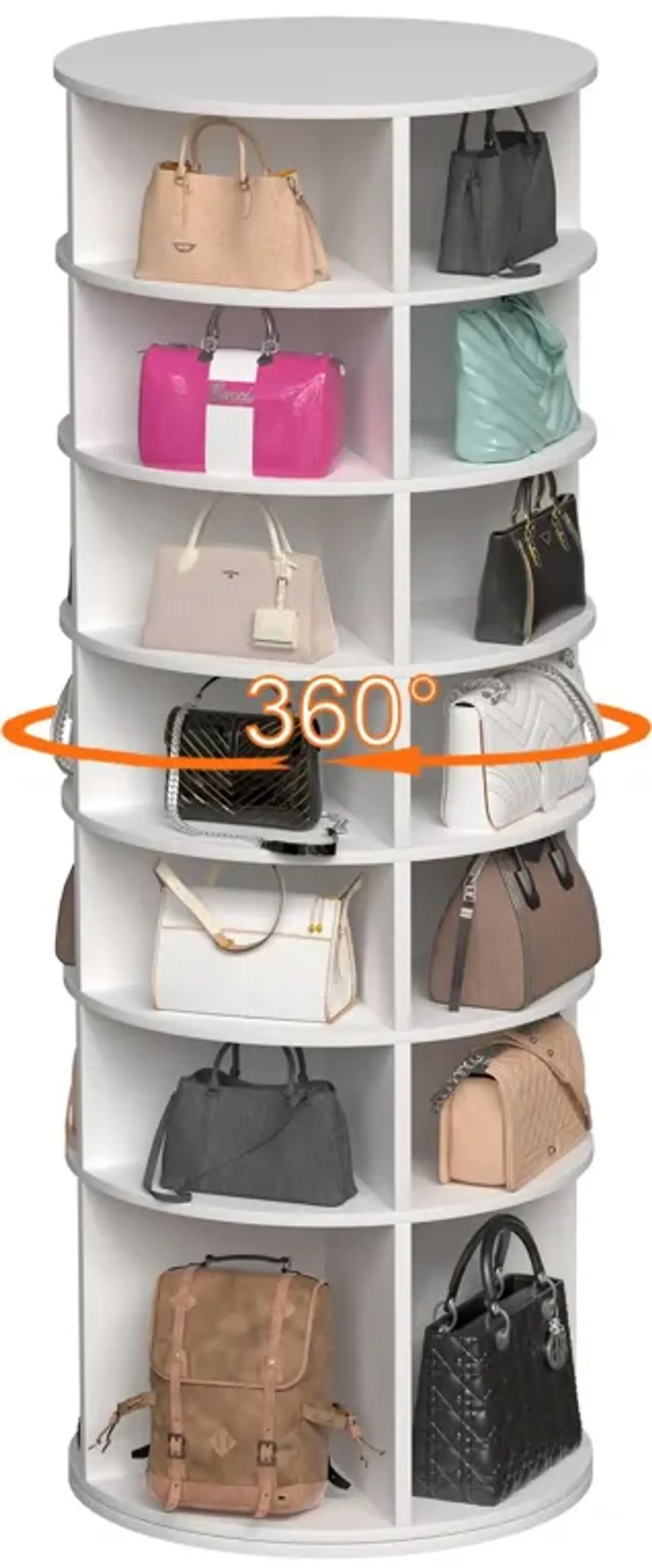 6 Tier Spinning Shoe Rack, Free Standing, 360° Revolving Shoe Organizer - White