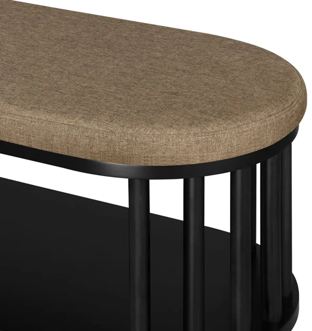 Scandi - Upholstered Top Storage Bench With Lower Shelf - Black