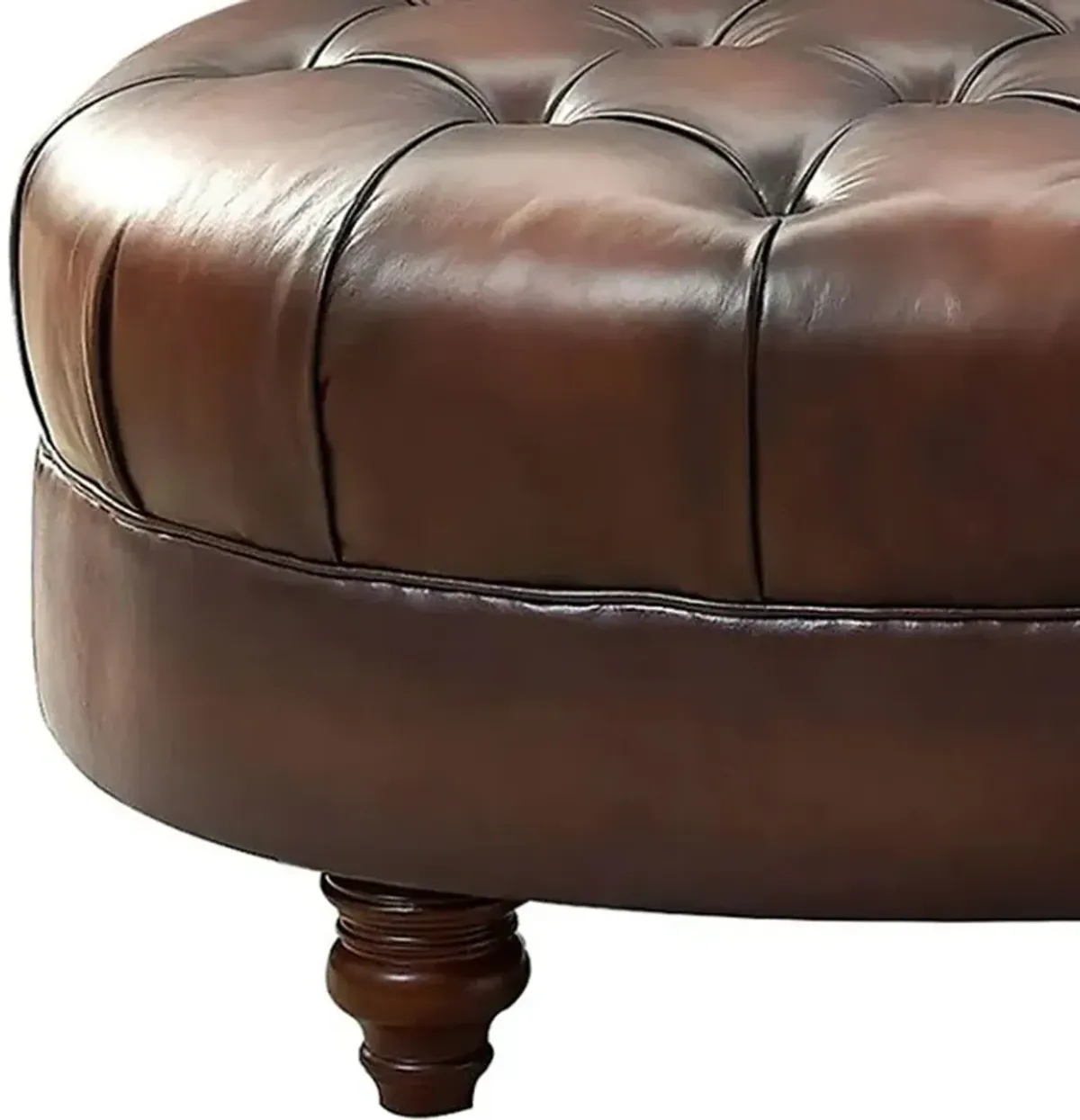 Newport - Leather Ottoman - Caramel