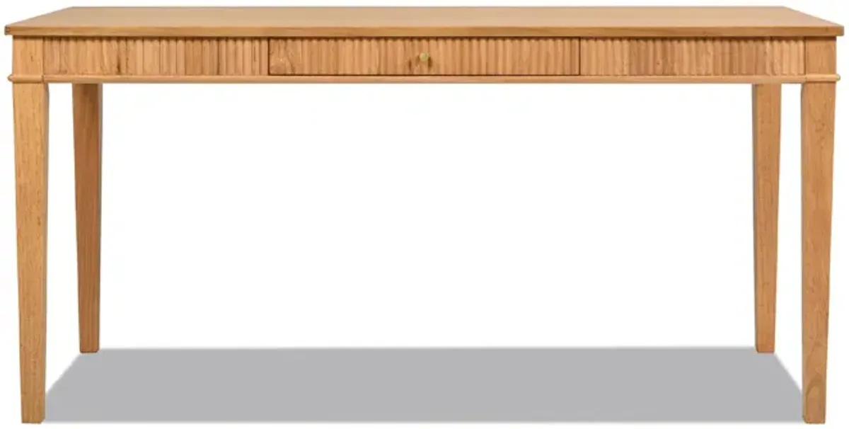 Dumont - Modern Farmhouse 1 Drawer Fluted Home Office Writing Desk - Natural Blonde