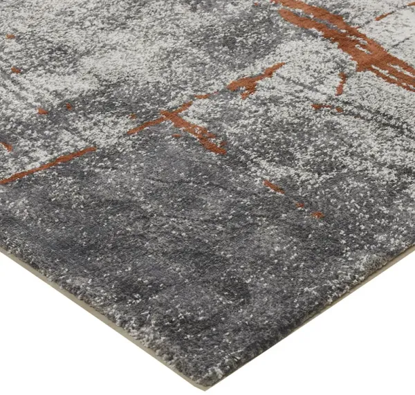 Quarry - 5.25' X 6.5' Abstract Area Rug - Gray / Orange