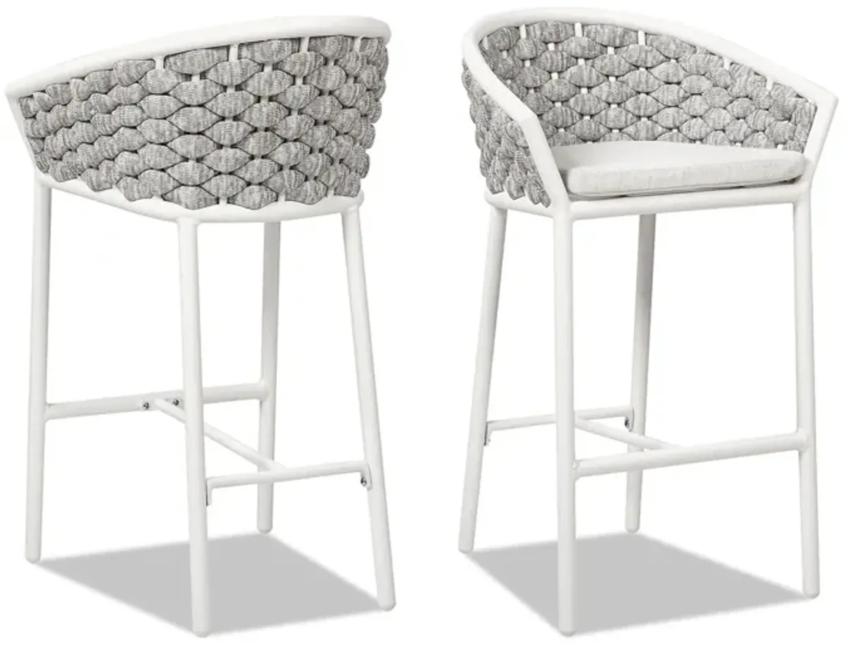 Rowan - Rope Barrel Low Back Patio Counter Stool (Set of 2) - Optic White
