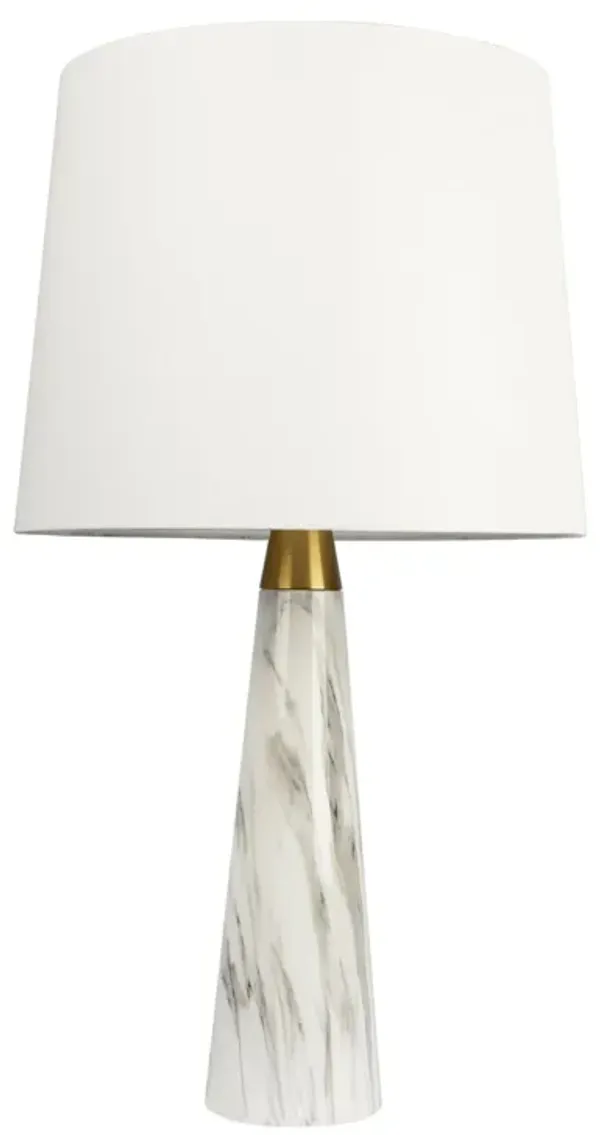Enclave - Hydro Table Lamp With On / Off Switch Faux Marble Base Shade - Gold / White / White Marble